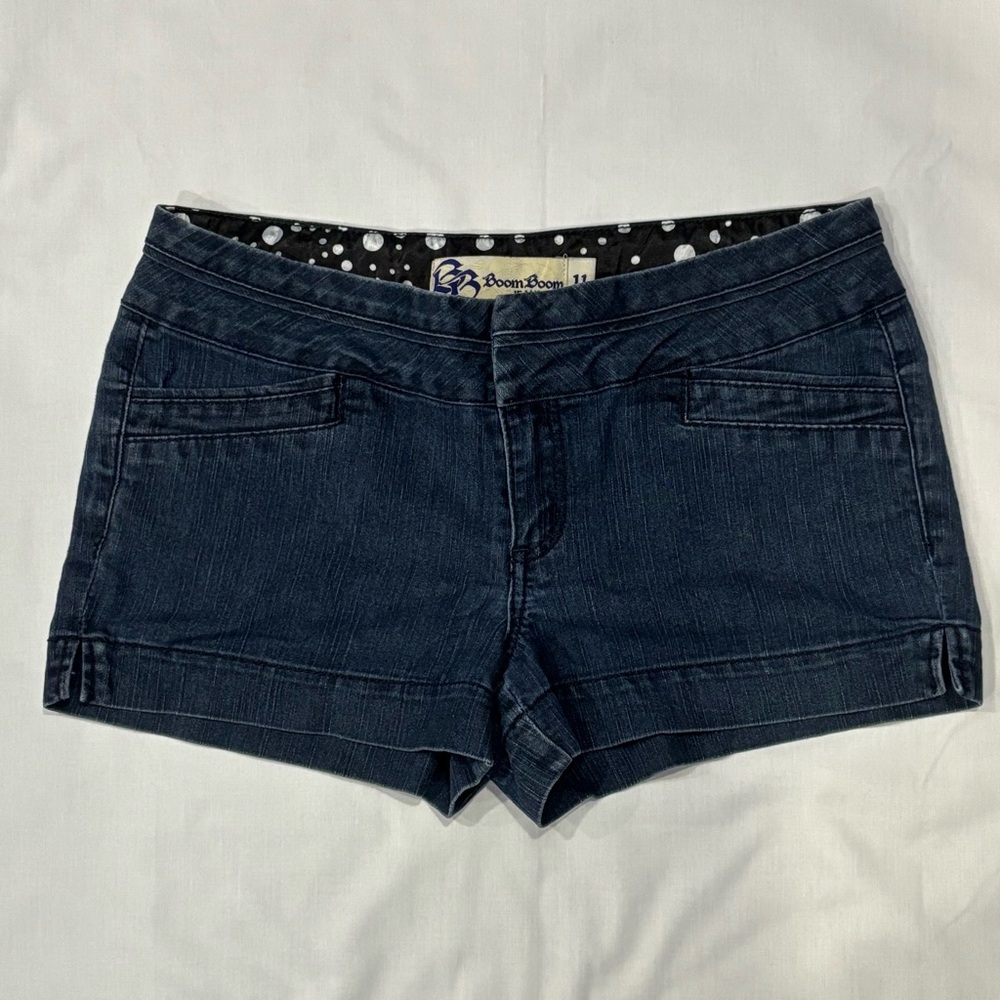 Boom Boom Jeans Y2K Dark Wash Low Rise Denim Jean Micro Shorts Juniors Size 11